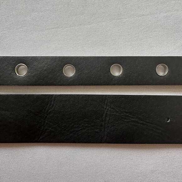 Brandy Melville Belts Lot of 2 Black Faux Leather Silver Buckle Rivet Holes - Picture 7 of 15